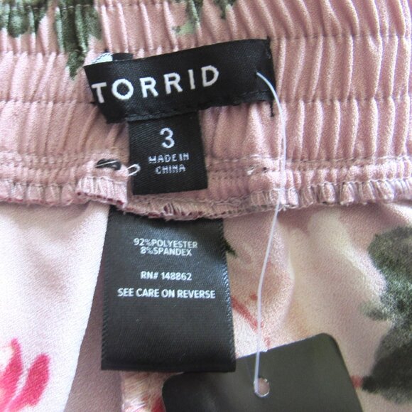 Torrid Pink Flowered Waist Tie Soft, Flowing Pants, Size 3X, 22-24, NWT     K220 - Picture 8 of 9